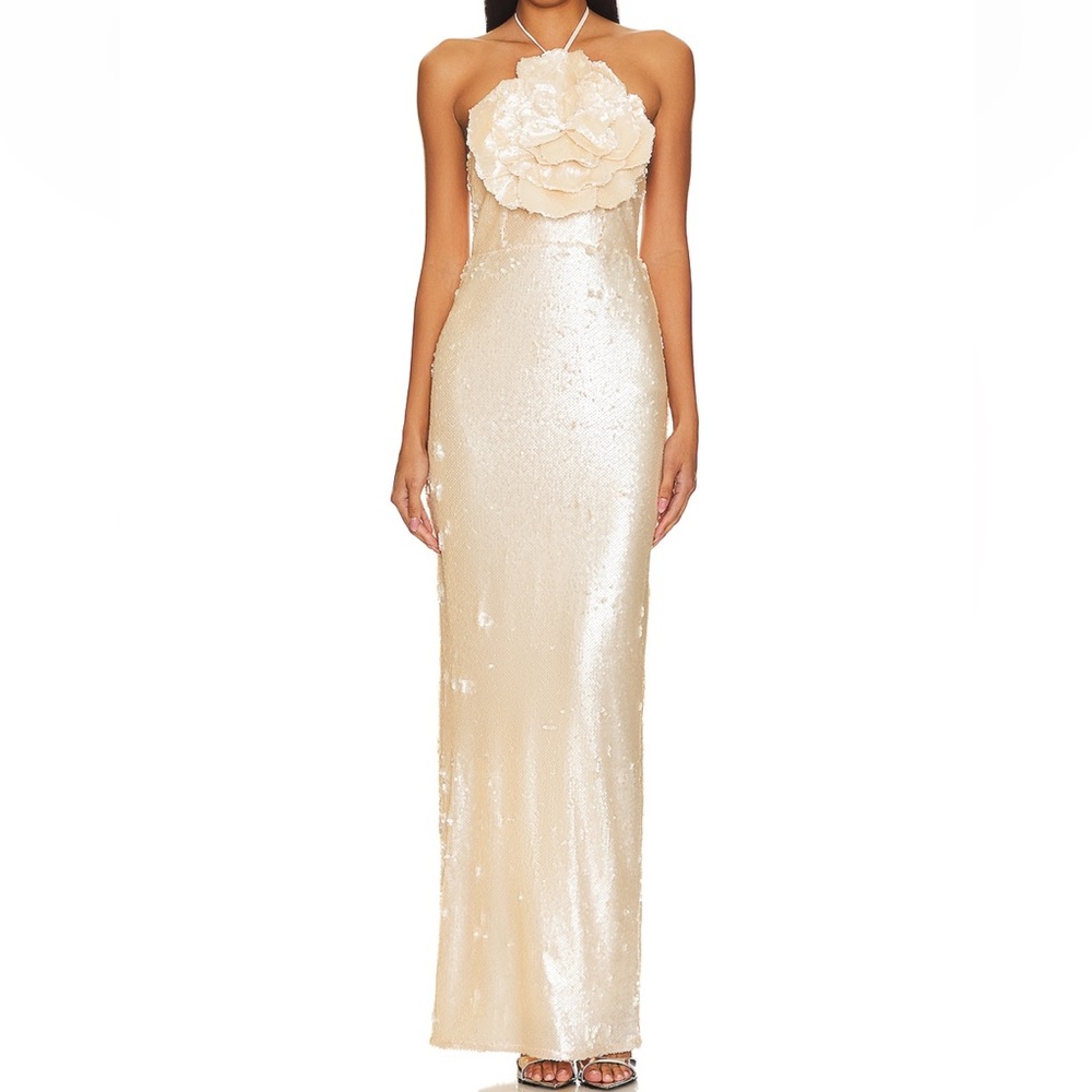 Rachel Lilium gown beige neutral